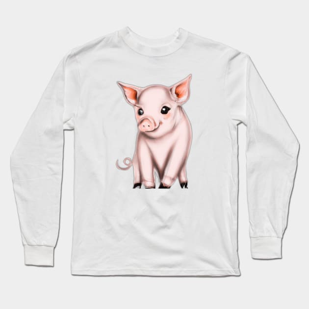 Cute Pig Drawing Long Sleeve T-Shirt by Play Zoo